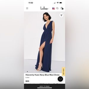 lulus heavenly hues navy plunge maxi dress! sz xs and perfect condition